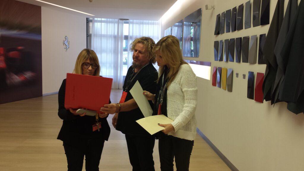 Sammy Hagar in the interior of Ferrari design studio in Maranello.