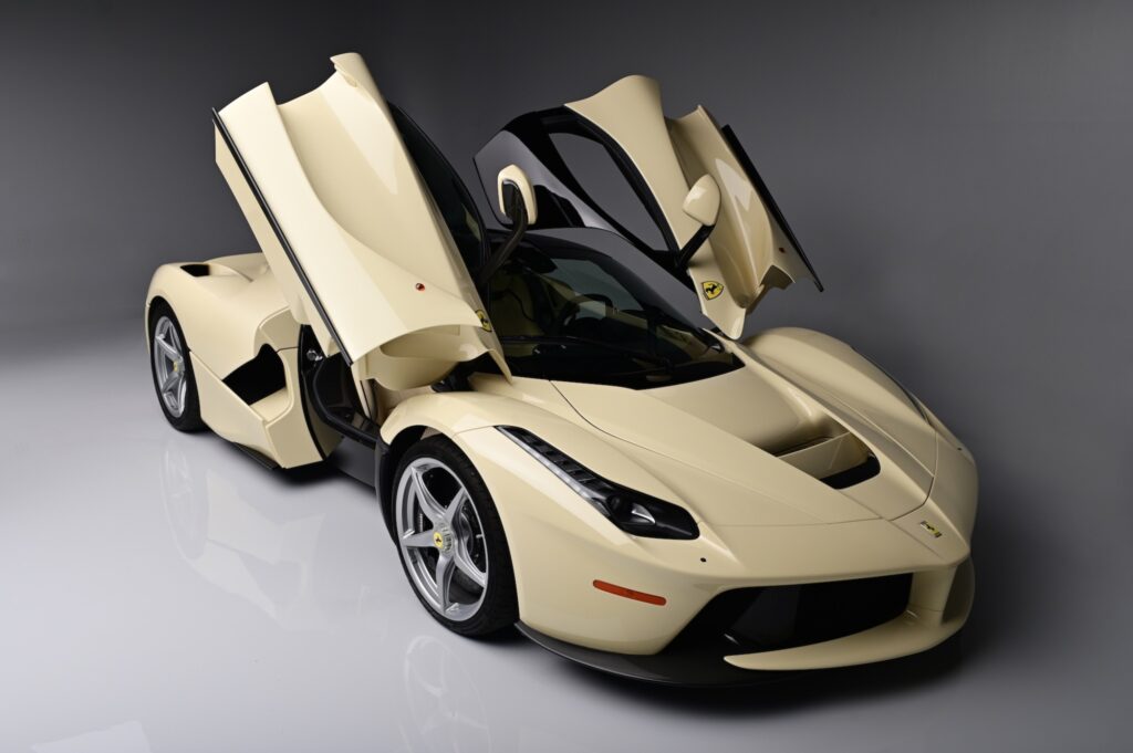 Ferrari LaFerrari with butterfly doors open.