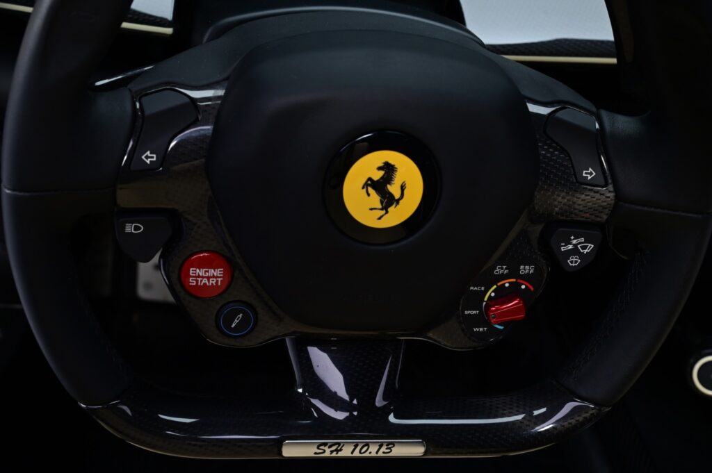 Close-up of the LaFerrari badge.