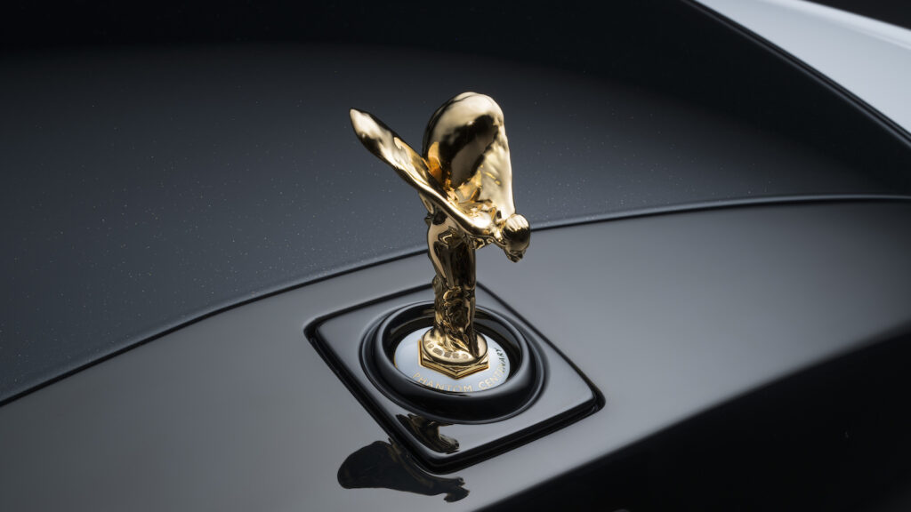 Gold Spirit of Ecstasy Phantom Centenary detail