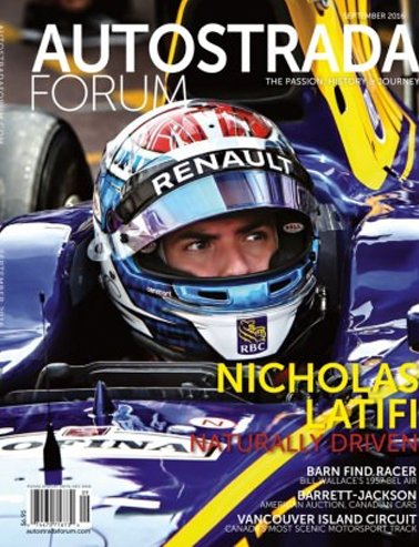 Nicholas Latifi, Toronto-born professional racing driver and Formula One competitor, on the cover of Autostrada Magazine.