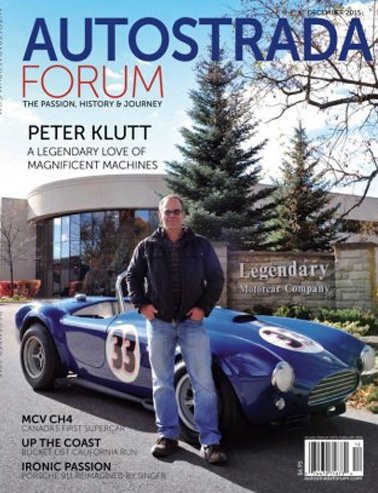 Peter Klutt, founder of Legendary Motorcar Company and renowned collector car expert, on the cover of Autostrada Magazine.