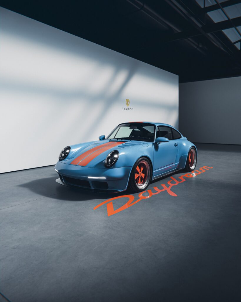 Tedson Daydream Porsche 964 Gulf blue front three quarter render
