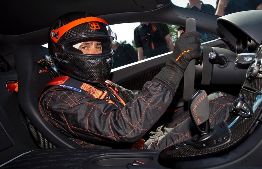 Andy Wallace inside Bugatti Chiron Super Sport cockpit