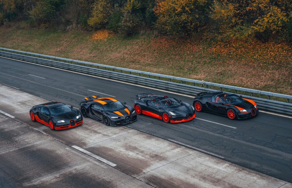 Bugatti W16 record cars lineup at Papenburg