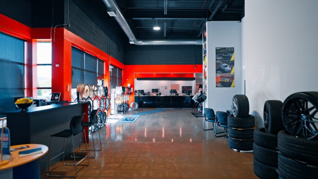 Entrance and lobby showroom area at European Autoworks