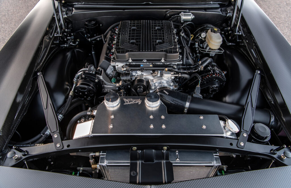 Supercharged GM LT4 engine in Finale Speed carbon fiber 1969 Camaro
