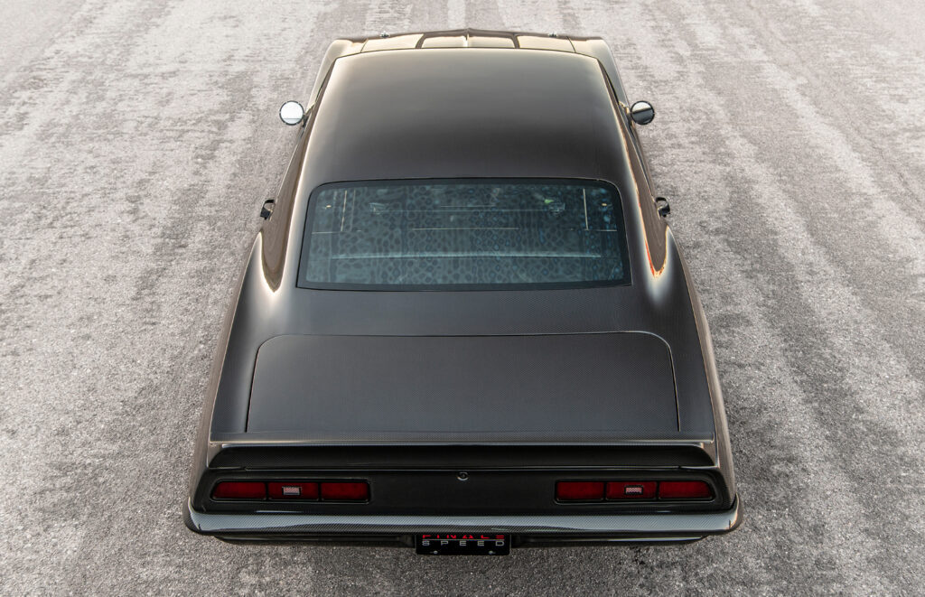 Rear overhead view of Finale Speed carbon fiber 1969 Camaro