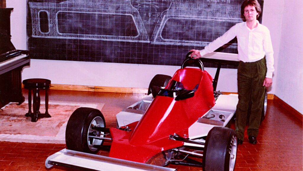 Horacio Pagani early Formula race car in workshop