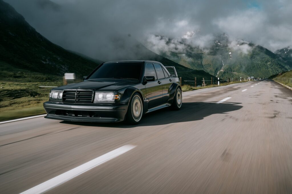 HWA EVO driving on road front three-quarter view