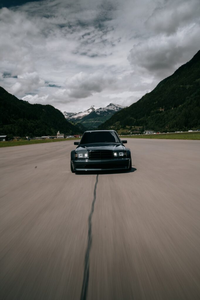 HWA EVO driving on road front view vertical frame