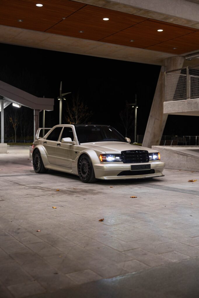 Silver HWA EVO night front three-quarter view