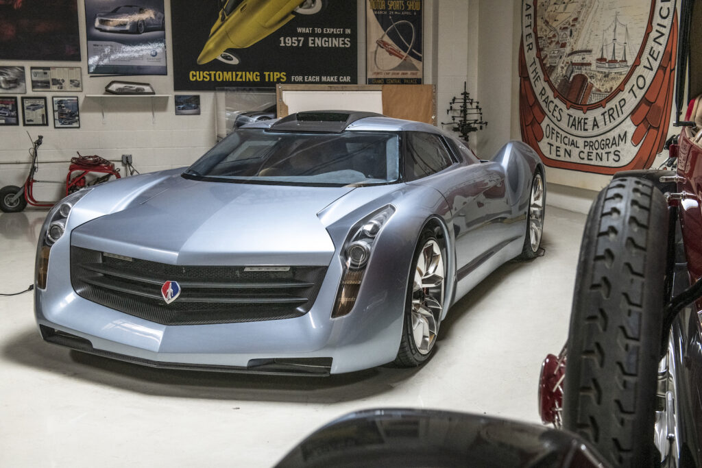 car display inside Jay Leno garage