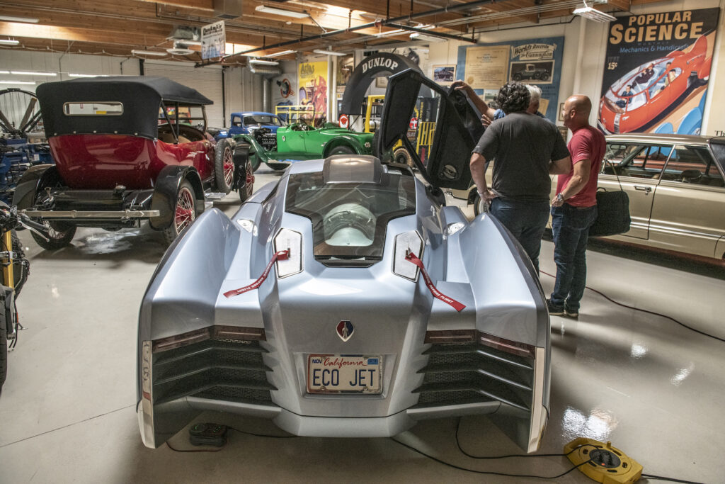 Vintage Eco Jet detail close up in Jay Leno garage