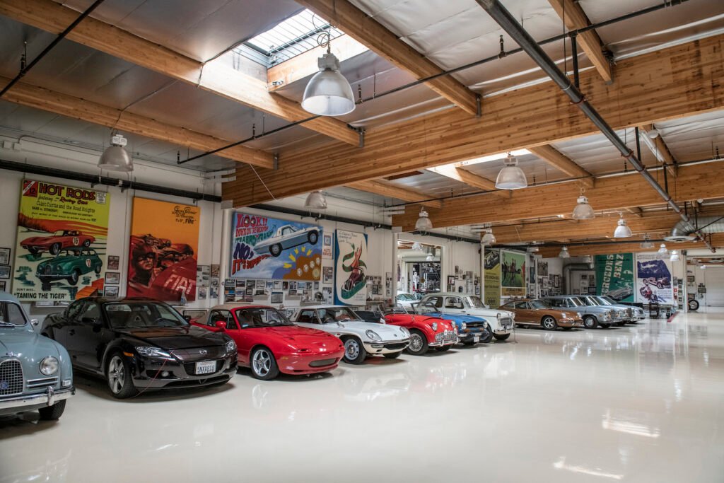 European classic car hall in Jay Leno garage