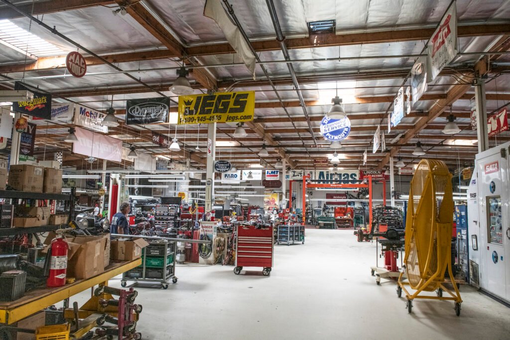 Main garage panorama in Jay Leno collection