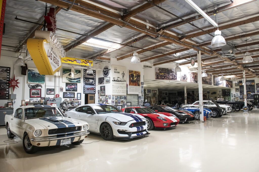 Muscle car row in Jay Leno garage