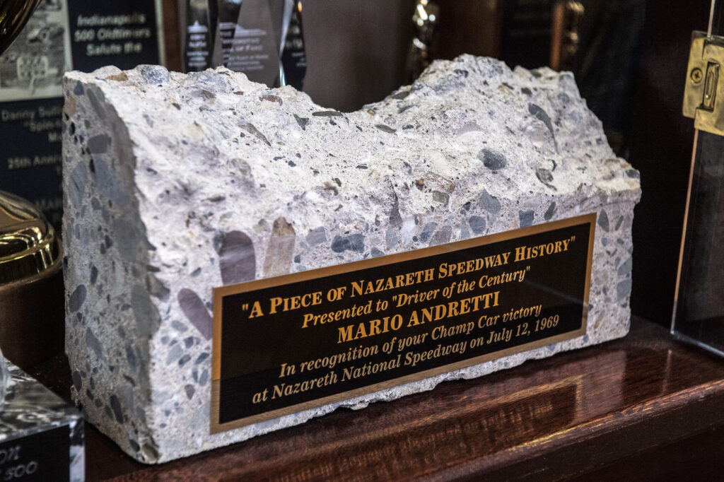 Piece of Nazareth Speedway displayed in Mario Andretti’s home