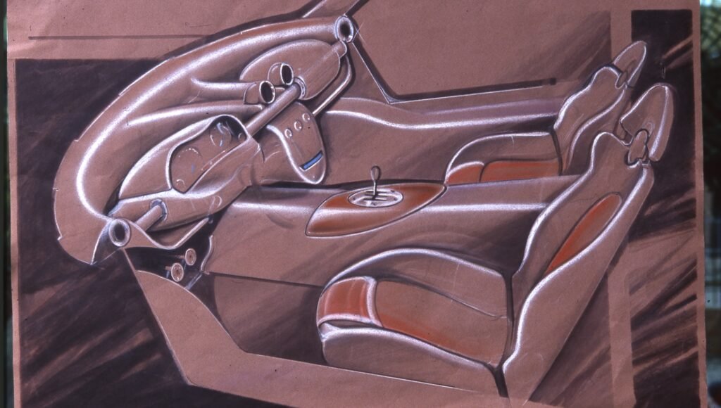 Pagani interior seat design concept sketch