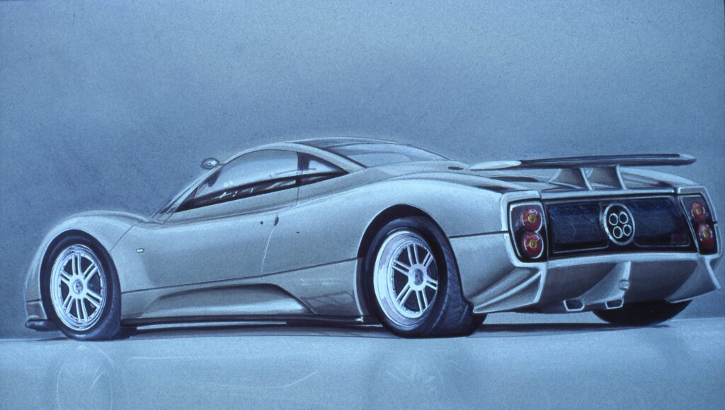 Pagani Zonda rear three quarter studio render