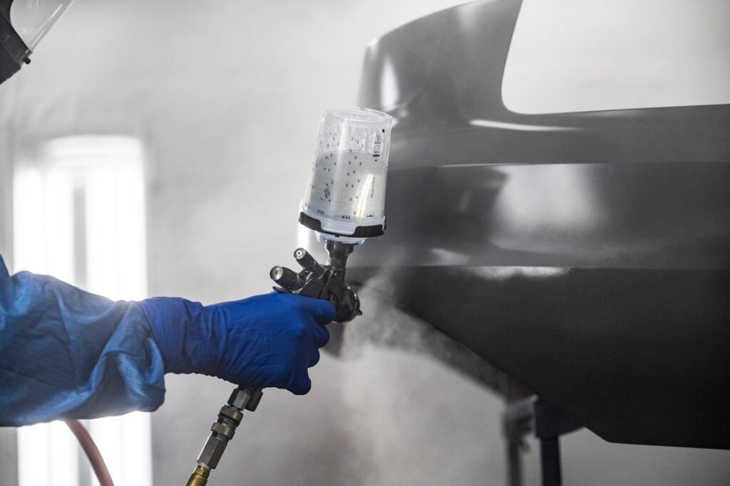 Ducktail spoiler surface detail during painting