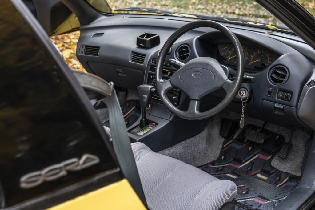 Right-hand-drive Toyota Sera dashboard and steering wheel view